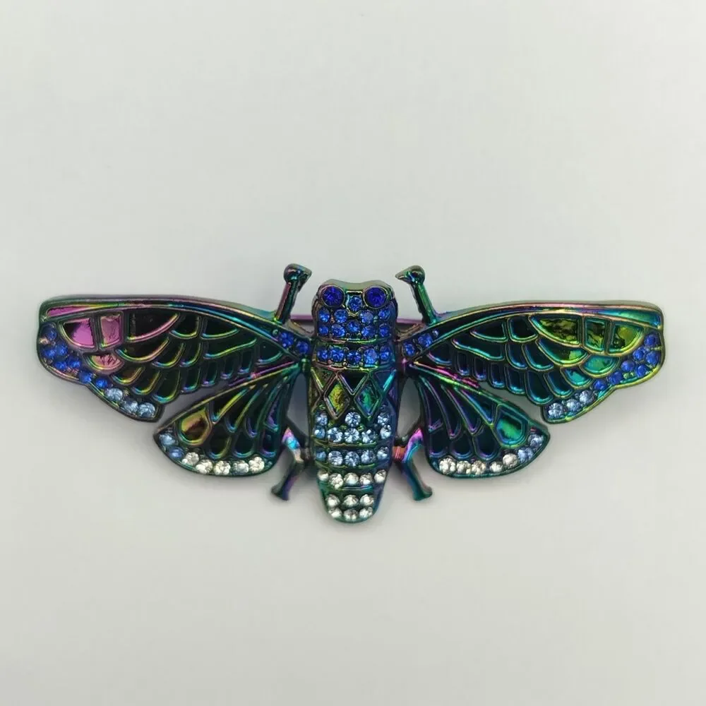 Iridescent Cicada Brooch Pin 2.5